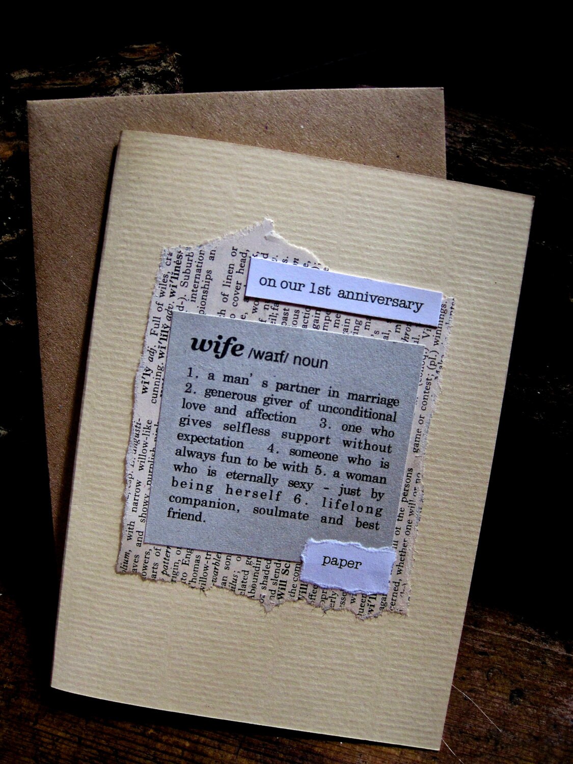 Personalised 1st Paper Wedding Anniversary Card - For Wife Or Husband - Choose Your/Our Text