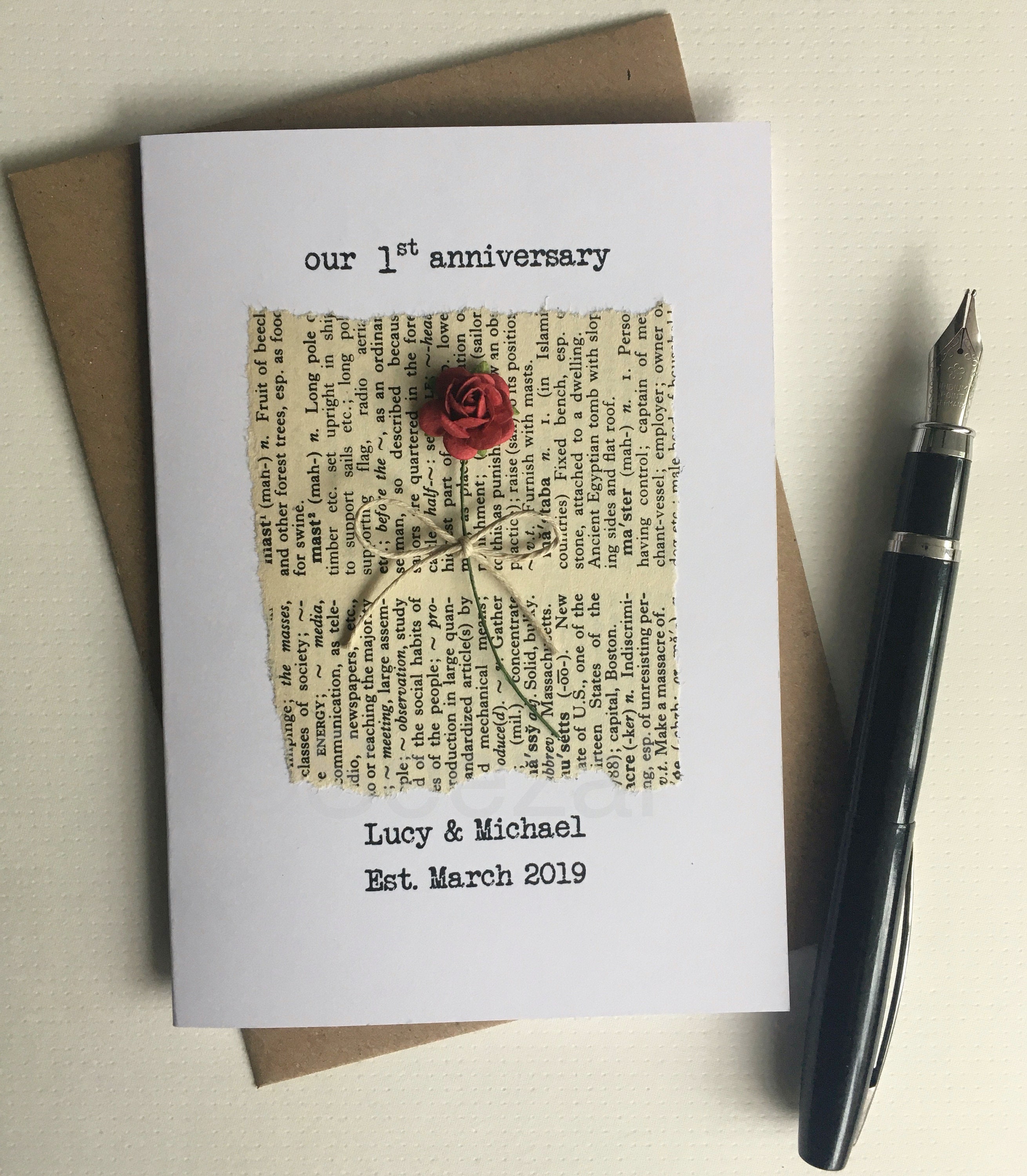 Romantic And Understated Personalised 1st Anniversary Card Etsy