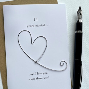 Biglietto ricordo per l'11° anniversario di matrimonio STEEL quello giusto per me! 11 anni giù per sempre Regalo tradizionale. Marito Moglie Partner Dimensioni A6: 15