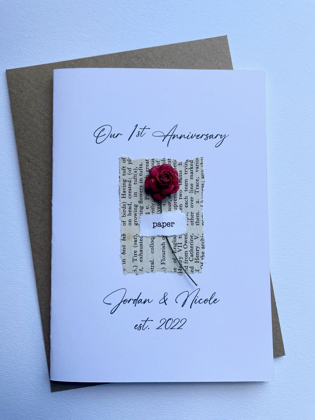 1st Anniversary Wedding Day Card Husband Wife Paper Vintage Book Up ...