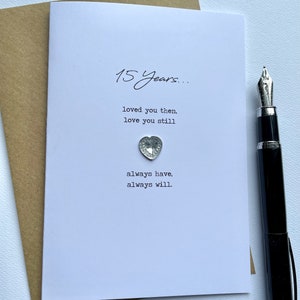 Karte 15 Jahre Jubiläum 15. Geliebt hat man dann Liebe man wird immer Kristallfrau Ehemann Soulmate INFINITY 12 13 Größe A6