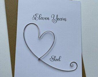 Personalized 11th Steel Wedding Anniversary Card - For Husband, Wife, Or Special Couple