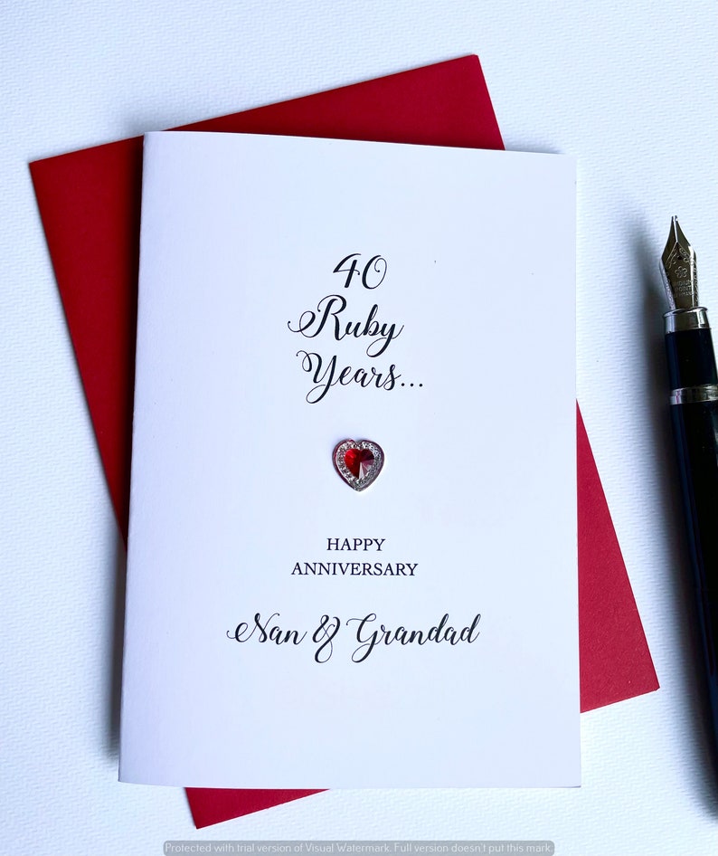 40 Years Ruby Anniversary Wedding Card 40th Loved You Then, Love You ...