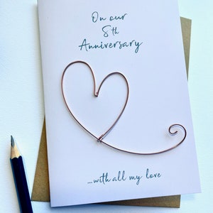 Tarjeta de 8.º aniversario de bodas con todo mi amor. Tarjeta BRONCE. 19.º Corazón. 8.º Ocho. 19.º aniversario. Regalo tradicional. Tamaño A6: 15 x 10,5 cm.
