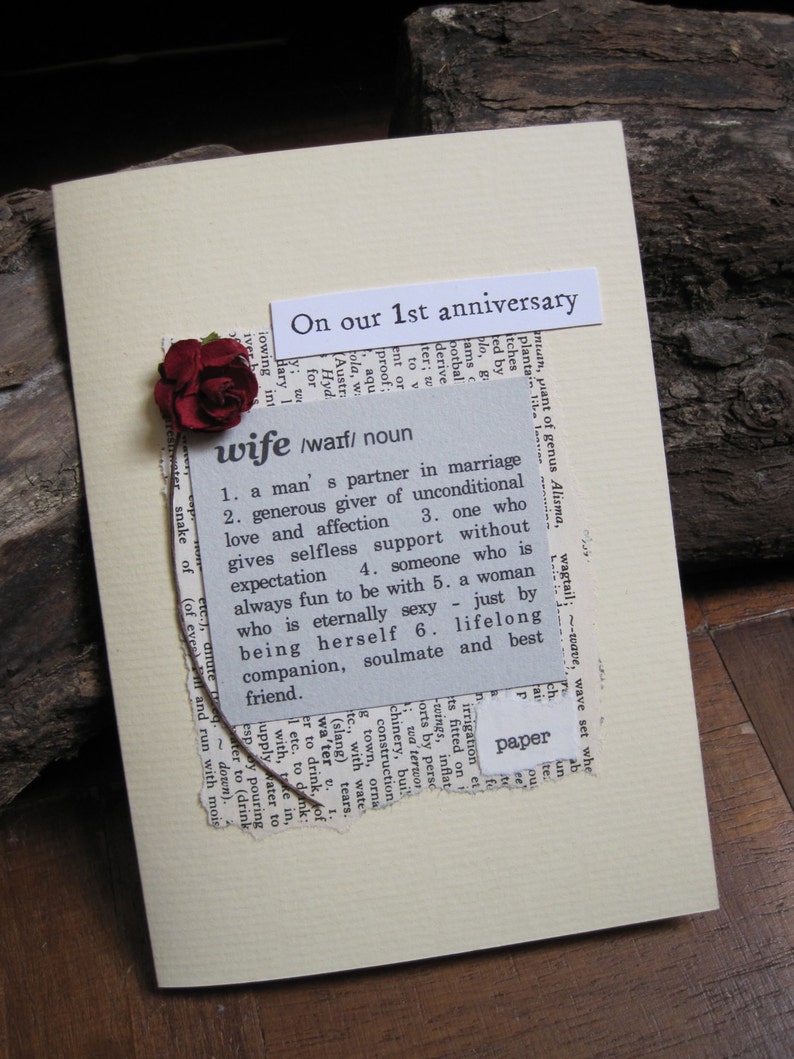 1st Anniversary Card Wife Definition First Wedding Anniversary - Etsy