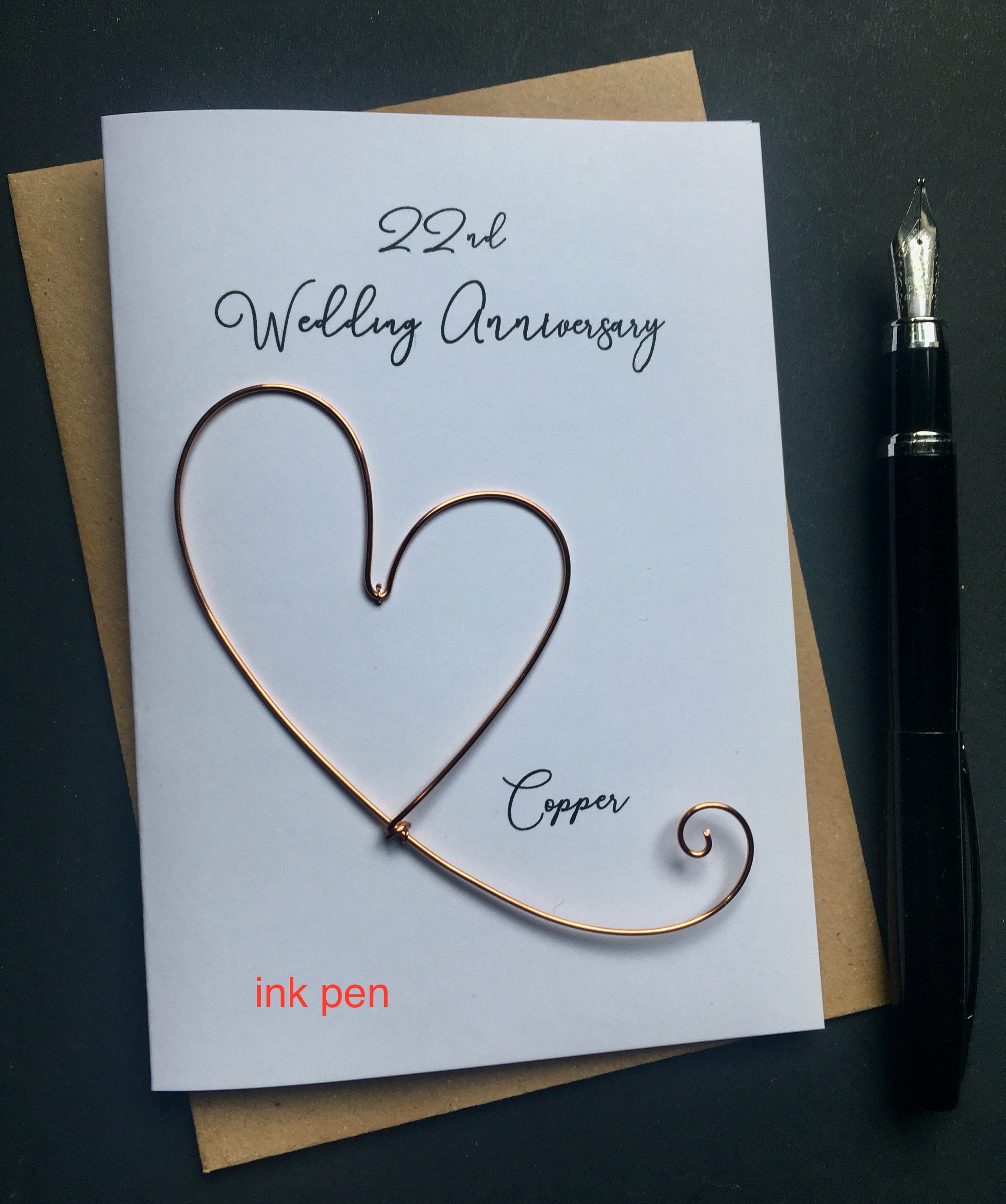 Biglietto Per 22° Anniversario Di Matrimonio Con Orsi Danzanti E Gettoni In Metallo - Regalo Per Lui E Lei, Con Busta - Dimensioni 148x148 Mm