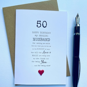 50 60 70 Amazing Husband-verjaardagskaart formaat 15 x 10,5 cm Bedankt dat je het bent! Vriendje Verloofde Partner One Ik hou van mijn leven Echtgenoot 80