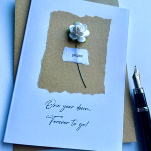 1° anniversario CARTA Carta da pacchi marrone con carta bianca Rosa Moglie Marito Partner Fidanzato Primo regalo di anniversario Dimensioni A6: 15x10,5 cm