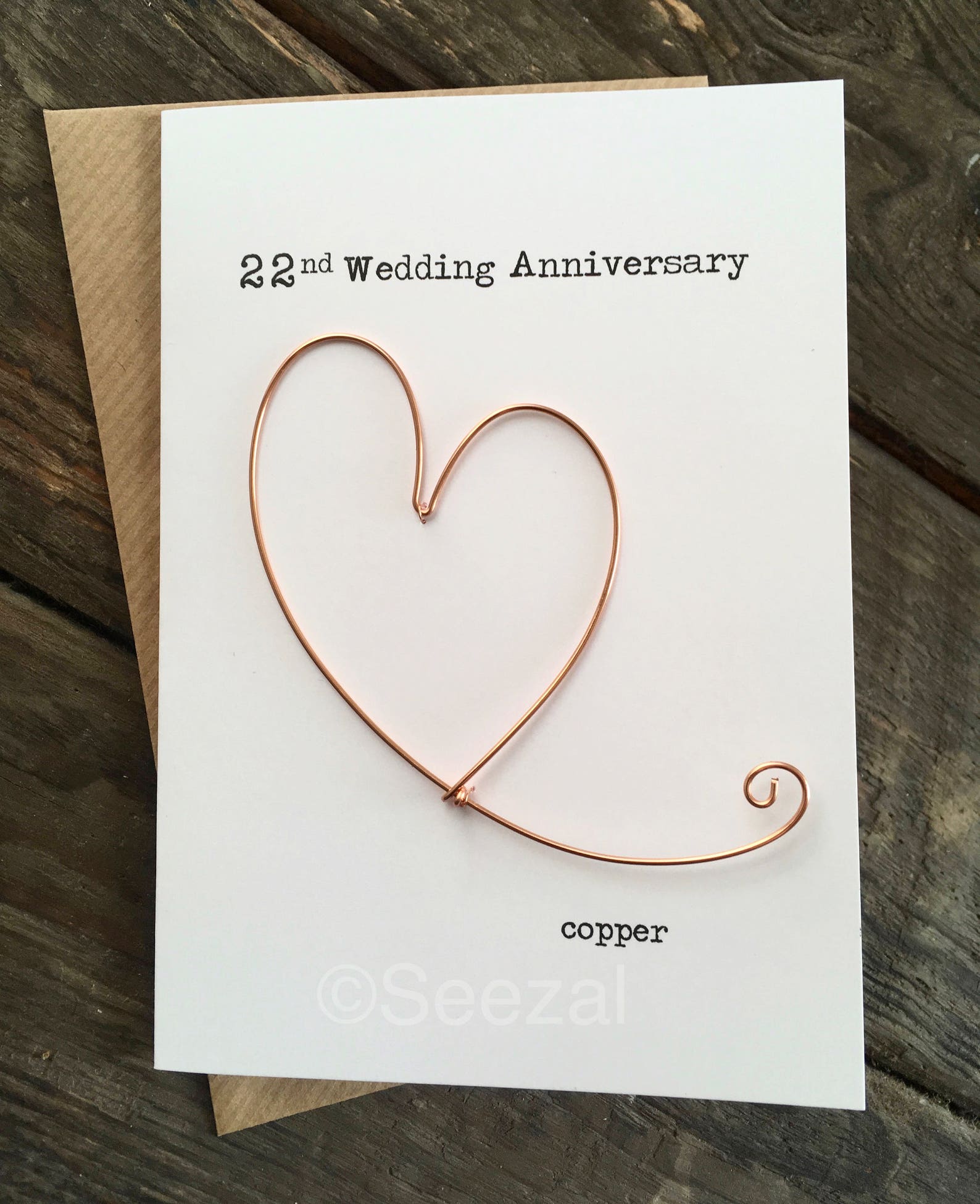 Buy 22nd Wedding Anniversary Designer Keepsake Card COPPER Wire Online in India Etsy