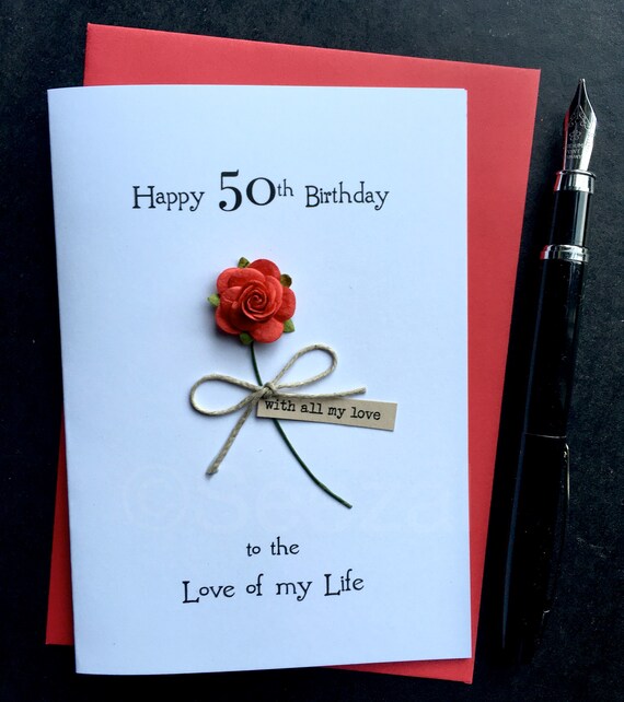Red Rose 30th 40th 50th 60th 70th 80th 90 Birthday Card for Wife Girlfriend Fiance Husband LOVE of my Life Mum Mom Nan 100th Size A6