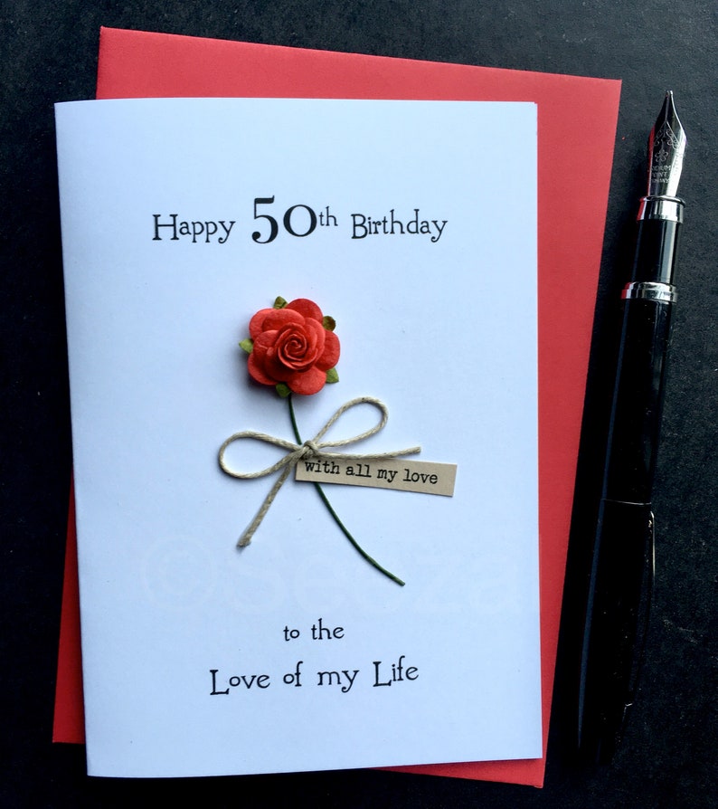Rote Rose 30th 40th 50th 60th 70th 80th 90 Geburtstagskarte für Frau Freundin Verlobte Mann LOVE of my Life Mum Mom Nan 100th Größe A6 Bild 1