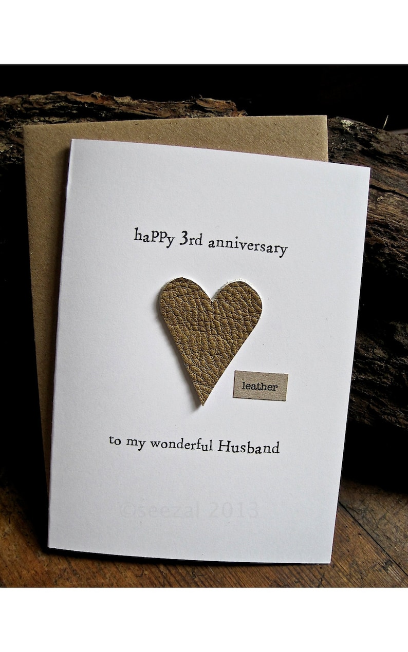 3rd wedding anniversary card husband size a6 15x105cm etsy