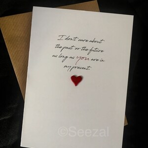 Pasado Futuro Presente San Valentín Amor Corazón. Personalizado. Uno que amo de mi vida Novio Novia Prometido Socio Alma gemela Tarjeta de Navidad