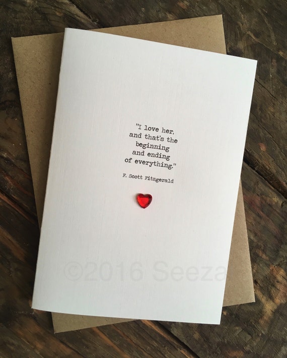 Birthday Christmas Card Wife F Scott Fitzgerald Quote Etsy