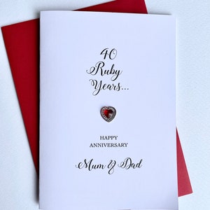 Cartão de casamento de aniversário de 40 anos de rubi 40º Te amei então, ainda te amo Esposa Marido Mamãe Pai Nan Vovô Tamanho personalizado: A6 15x10,5cm