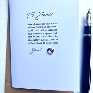 15° 15 anni Anniversario di Cristallo Carta Moglie Marito Vero Amore Anima Gemella Regalo Formato A6 15x10,5 cm Quindici