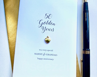 50 Golden Years 40 Ruby Years Mum Dad Nan Grandad Anniversary Card 50th Nana Nanny Nonna Granny Gran Grandma Mom Mam SIZE A6:15x10.5cm