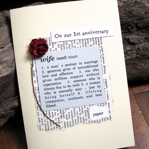 1st Anniversary Card Wife Definition First Wedding Anniversary - Etsy