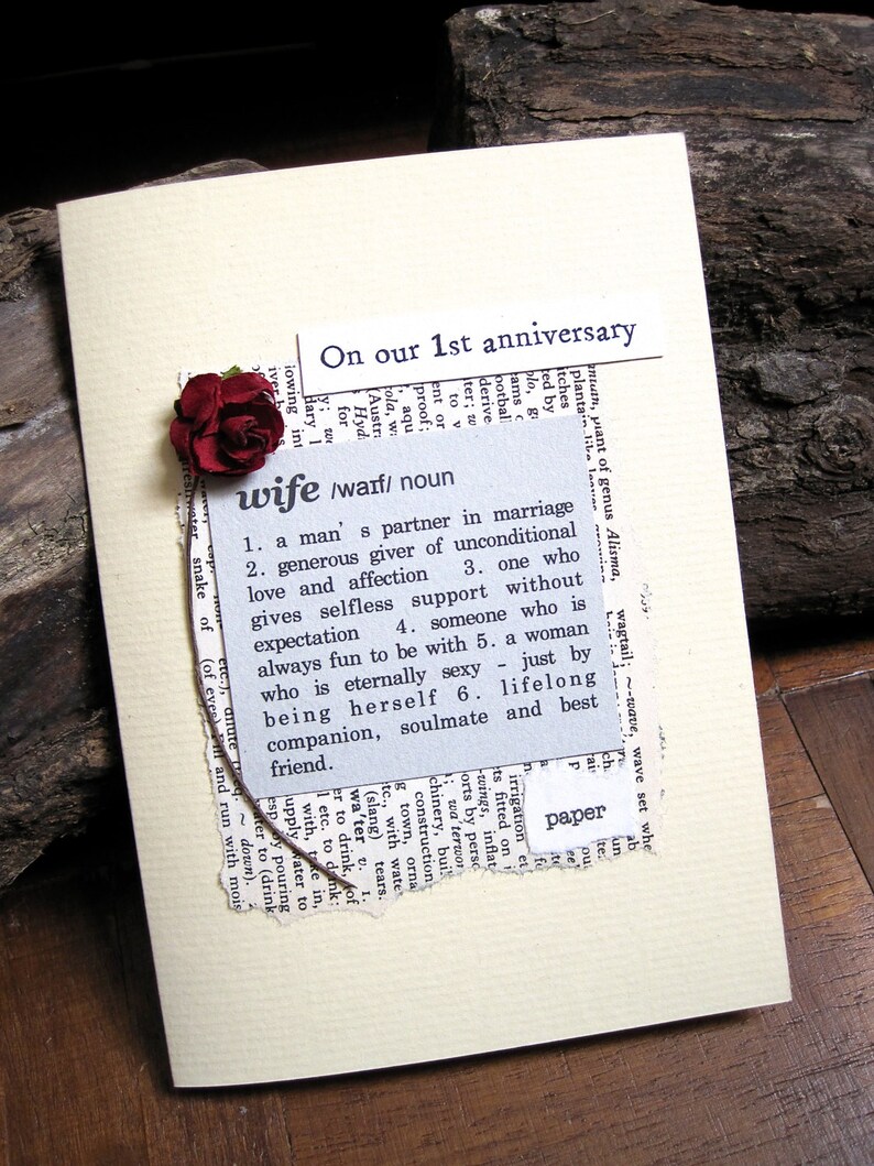 1st Anniversary Card Wife Definition First Wedding