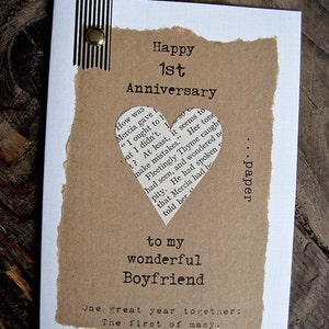 1st Anniversary Keepsake Card Husband Wife. PAPER Heart First ...