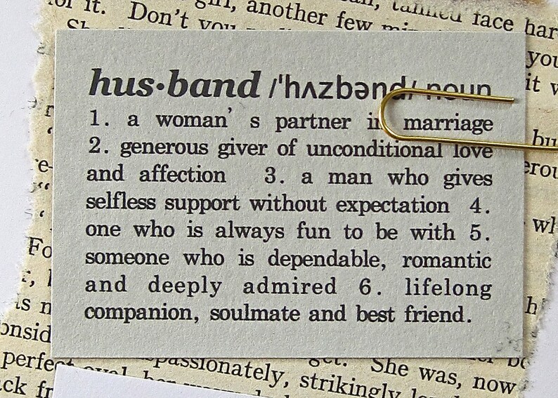 1st Anniversary Card Wife Husband PAPER. Dictionary Style Etsy