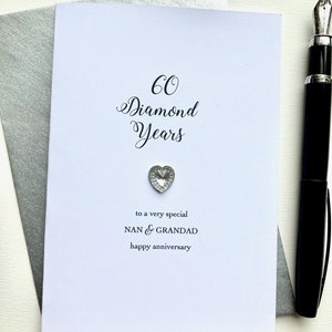 60 Diamond Years Mama Papa Nan Opa Verjaardagskaart 60e Nana Nanny Nonna Oma Oma Oma Moeder Mam Papa Aangepast formaat A6:15x10,5 cm