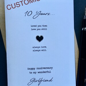 10 TEN Years Anniversary Card 10th Loved You Then, Love You Still ...