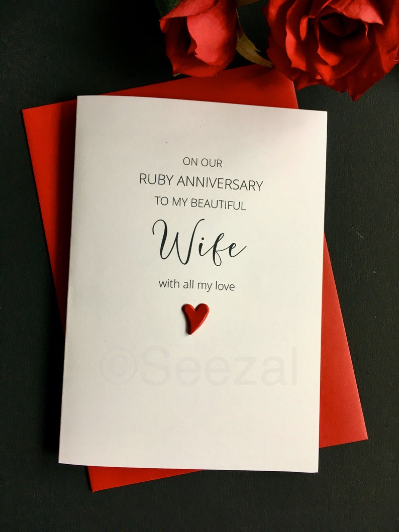 40th RUBY Wedding Anniversary Card Wife Husband Soulmate