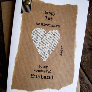 Biglietto ricordo 1° anniversario Marito Moglie. Cuore di CARTA Primo anniversario. Regalo di un anno Fidanzato Fidanzata Partner Dimensioni A6: 15x10,5 cm
