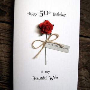Rote Rose 30th 40th 50th 60th 70th 80th 90 Geburtstagskarte für Frau Freundin Verlobte Mann LOVE of my Life Mum Mom Nan 100th Größe A6 Bild 10