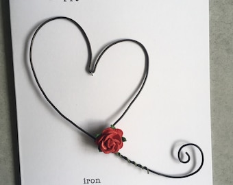 6th Wedding Anniversary Keepsake Keepsake Gift Card IRON Wire Heart 6 Years Traditional Gift. Husband Wife Size A6: 15x10.5cm