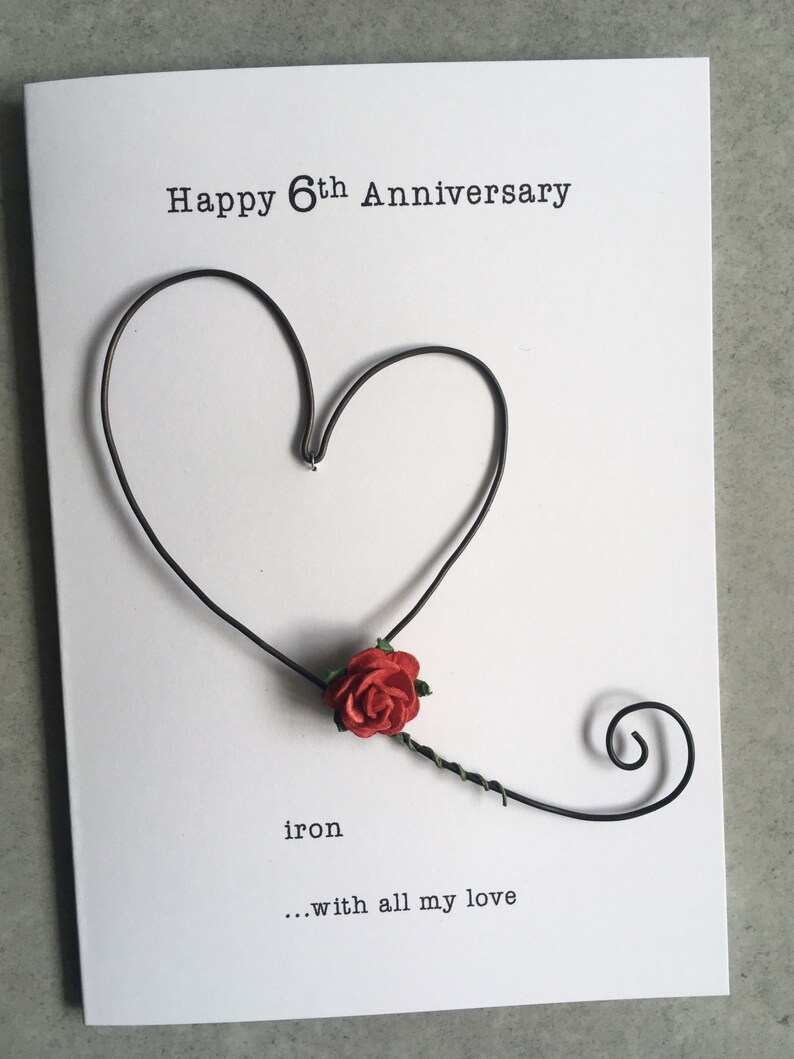 6 anniversario di matrimonio Keepsake Card IRON Wire Heart 6 Etsy