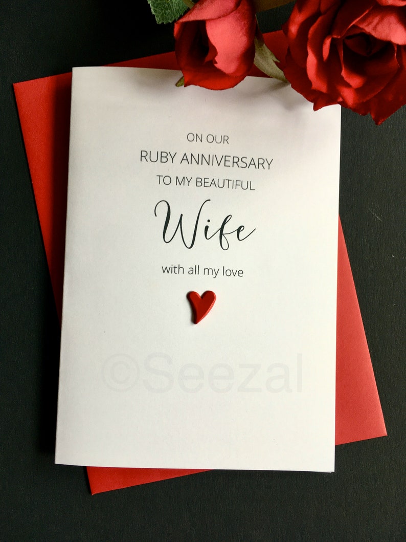 40th RUBY Wedding Anniversary Card Wife Husband Soulmate