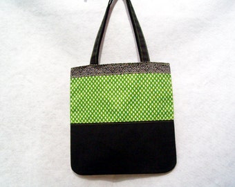 Black Green Patchwork Tote Bag, Handmade Handbag, Black Green Patchwork Purse, Black Green Canvas Handbag, Tote Purse
