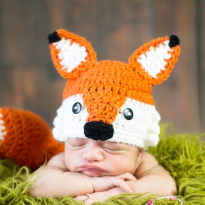 Crochet Fox Outfit Baby Girl Baby Boy Fox Hat and Diaper Cover newborn Fox Outfit Fox Set Fox Photo Prop