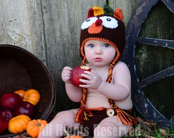 baby Turkey Hat Diaper Cover , Crochet Turkey Outfit Turkey Beanie, BabyThanksgiving Outfit Hat Baby Turkey Hat Fall hat Baby Turkey Hat