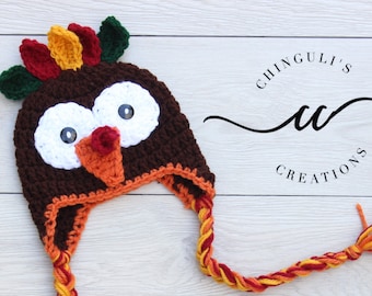 Turkey Hat, Turkey Beanie, Thanksgiving Hat Baby Turkey Hat Fall hat Crochet turkey Hat Thanksgiving photo props Newborn Turkey hat