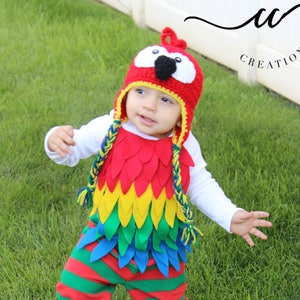 Baby Parrot Costume Baby Parrot Bodysuit and Parrot Crochet Hat image 4