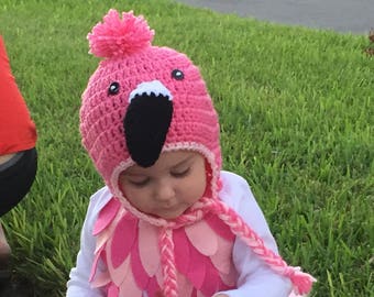 Baby Flamingo Crochet Hat Pink Flamingo Winter Hat