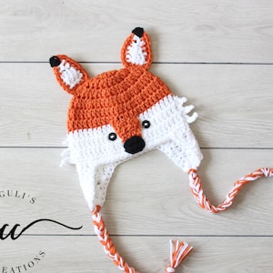 Crochet Fox Hat Baby Girl Baby Boy Fox Hat Newborn Fox  Beanie Fox Hat Fox Photo Prop Toddler Fox Hat