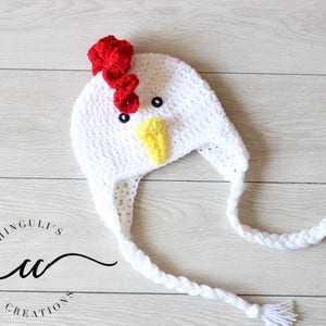 Crochet Rooster Hat Baby White Rooster Hat image 2