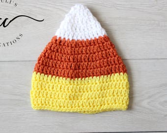 Baby Candy Corn Hat Crochet Candy Corn Hat White Orange Yellow Hat