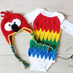 Baby Parrot Costume Baby Parrot Bodysuit and Parrot Crochet Hat image 1