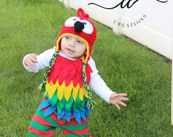 Baby Parrot Costume Baby Parrot Bodysuit and Parrot Crochet Hat
