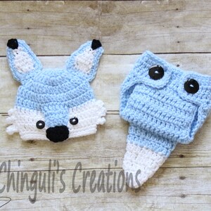 Crochet Fox Outfit Baby Girl Baby Boy Fox Hat and Diaper Cover newborn Fox Outfit Fox Set Fox Photo Prop Light Blue Light Pink Fox