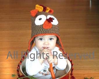 Turkey Hat, Turkey Beanie, Thanksgiving Hat Baby Turkey Hat Fall hat Crochet turkey Hat Thanksgiving photo props Newborn Turkey hat