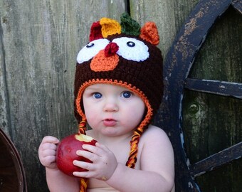 Turkey Hat, Turkey Beanie, Thanksgiving Hat Baby Turkey Hat Fall hat Crochet turkey Hat Thanksgiving photo props Newborn Turkey hat