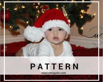 PATRÓN- Patrón de gorro de crochet de Papá Noel Patrón de gorro de crochet de Papá Noel navideño Solo Patrón de gorro de Papá Noel