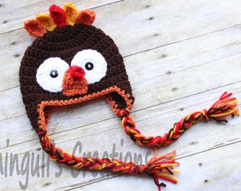 Turkey Hat, Turkey Beanie, Thanksgiving Hat Baby Turkey Hat Fall hat Crochet turkey Hat Thanksgiving photo props Newborn Turkey hat