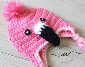 Baby Flamingo Crochet Hat Pink Flamingo Winter Hat Flamingo beanie crochet flamingo hat baby flamingo beanie